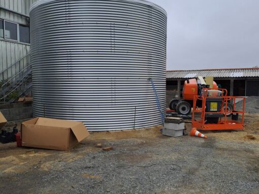 Cuve galva récupération d'eau réalisation d'AST Irrigation