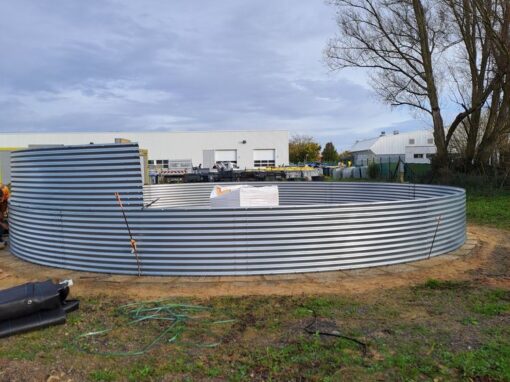 Cuve galva récupération d'eau réalisation d'AST Irrigation